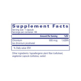 Pure Encapsulations Chromium 500 mcg supplement facts panel with dosage and ingredients