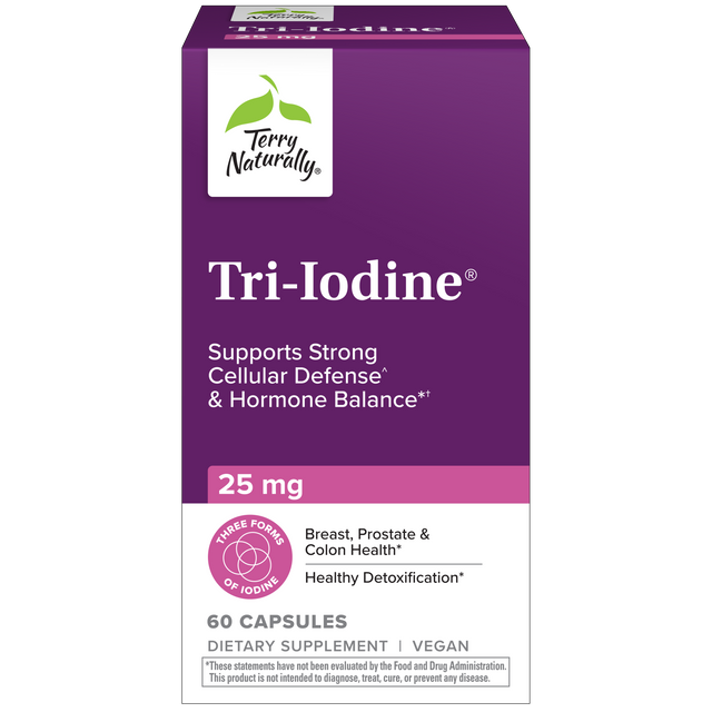 Terry Naturally Tri-Iodine® — 25 mg 60 capsules box, new look