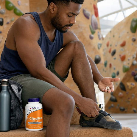 NOW Foods L-Citrulline 750 mg capsules shown with size comparison