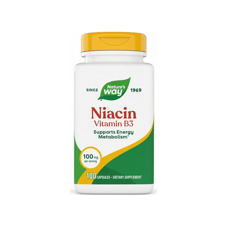 Nature's Way Niacin Vitamin B3 100 mg 100 capsules front bottle label