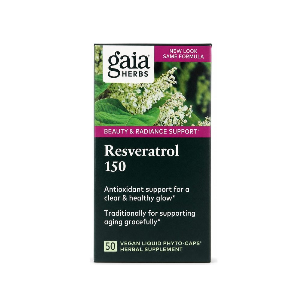 Gaia Herbs Resveratrol 150 50 Capsules front bottle label