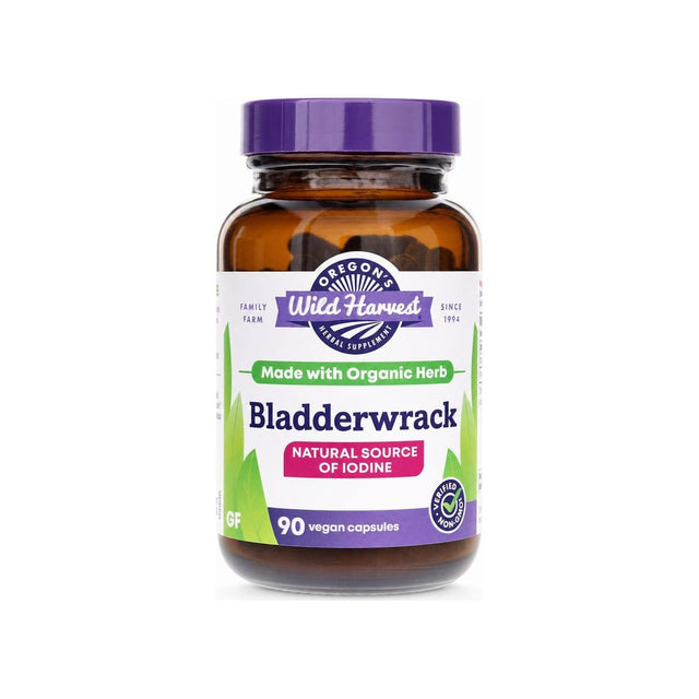 Oregon's Wild Harvest Organic Bladderwrack 90 capsule bottle front label