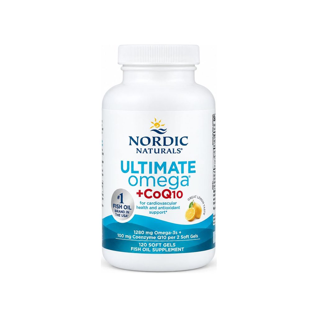 Nordic Naturals Ultimate Omega + CoQ10 Lemon 120 soft gels bottle front label
