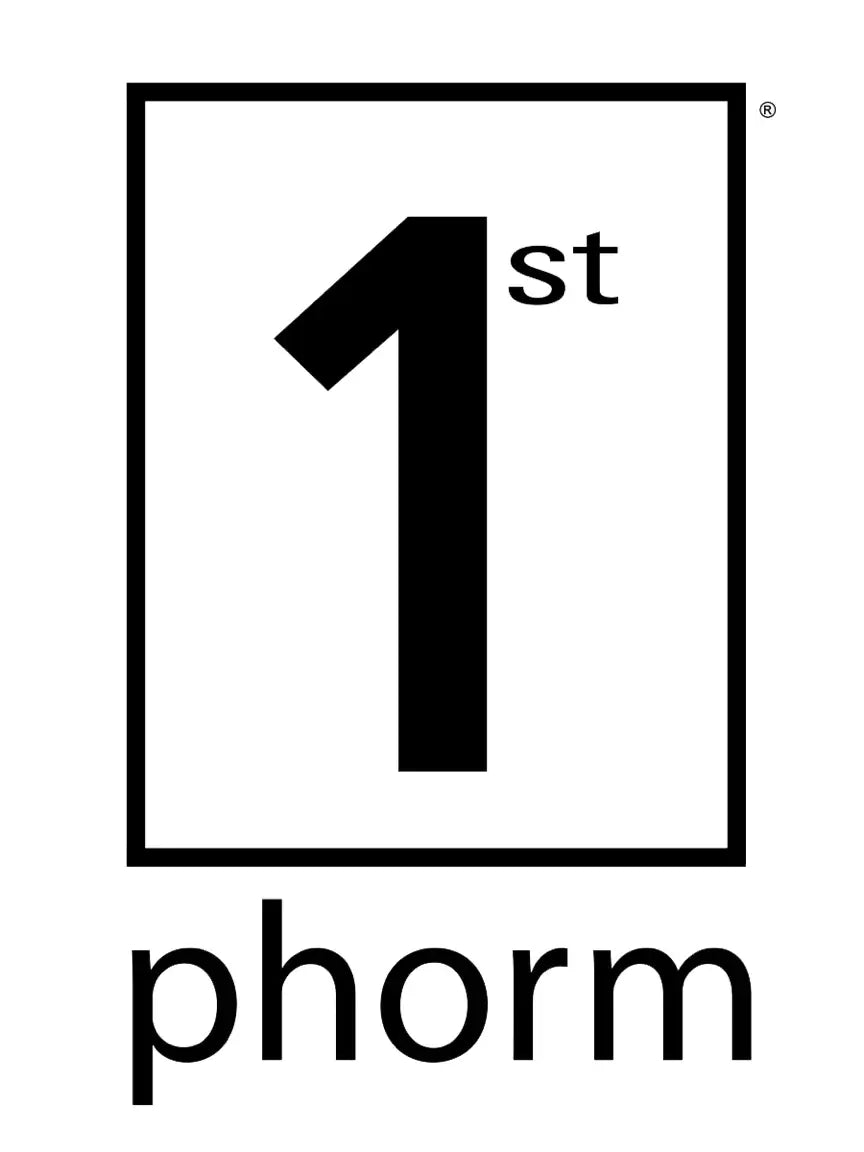 A minimalistic logo of "1st Phorm" featuring bold black text in a white box with "1st" prominently displayed.