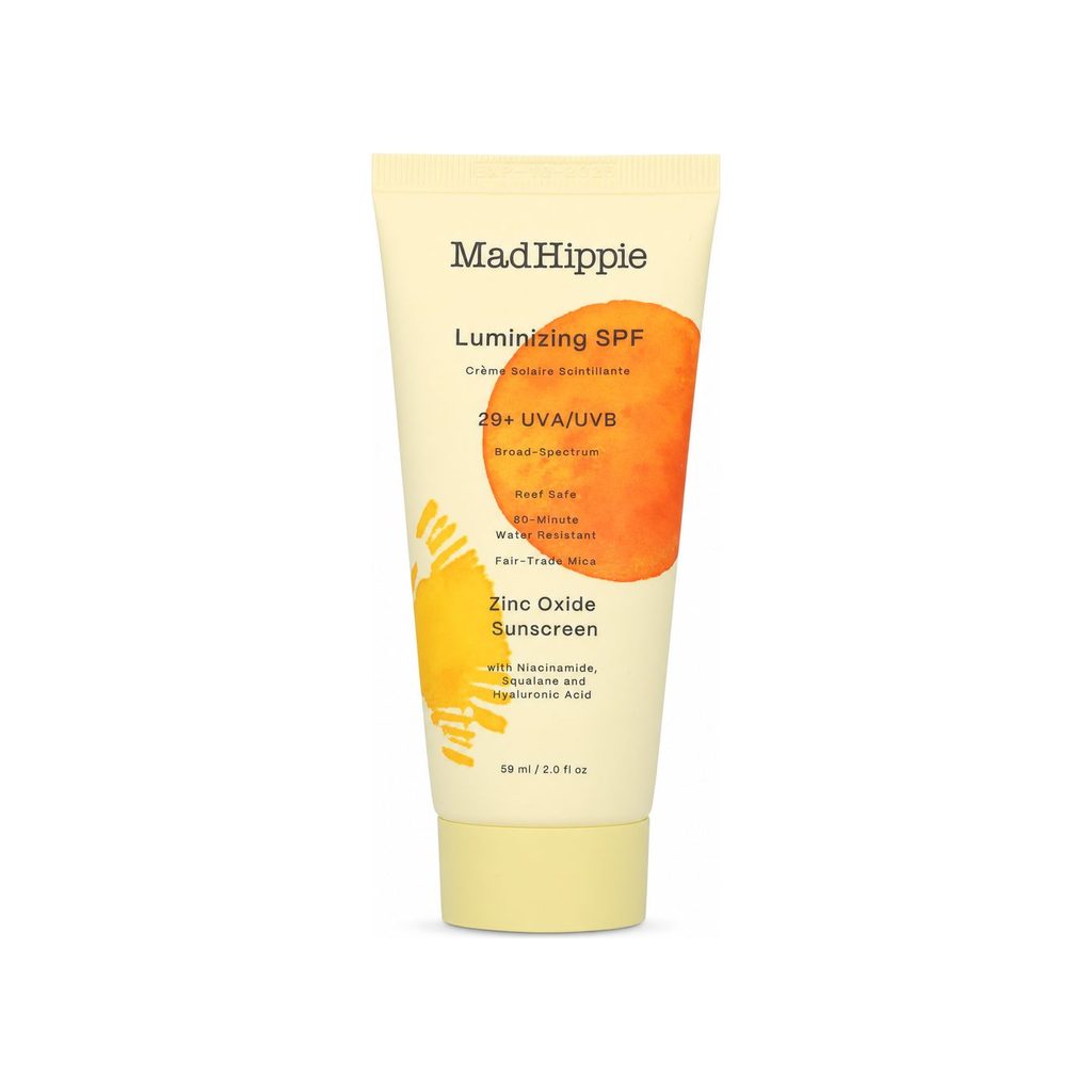 Mad Hippie Luminizing Facial SPF tube front label with SPF 29+ mineral sunscreen details