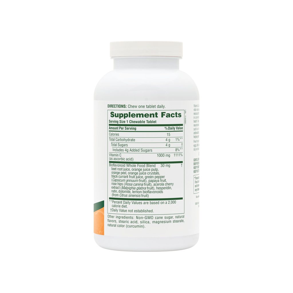 NaturesPlus Orange Juice Vitamin C 1000 mg Chewables supplement facts panel and ingredients