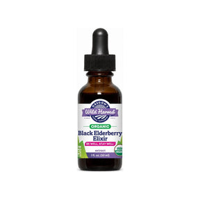 Oregon's Wild Harvest Black Elderberry Elixir 1 oz front bottle label