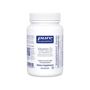 Pure Encapsulations Vitamin D3 400 IU 120 capsules front bottle label