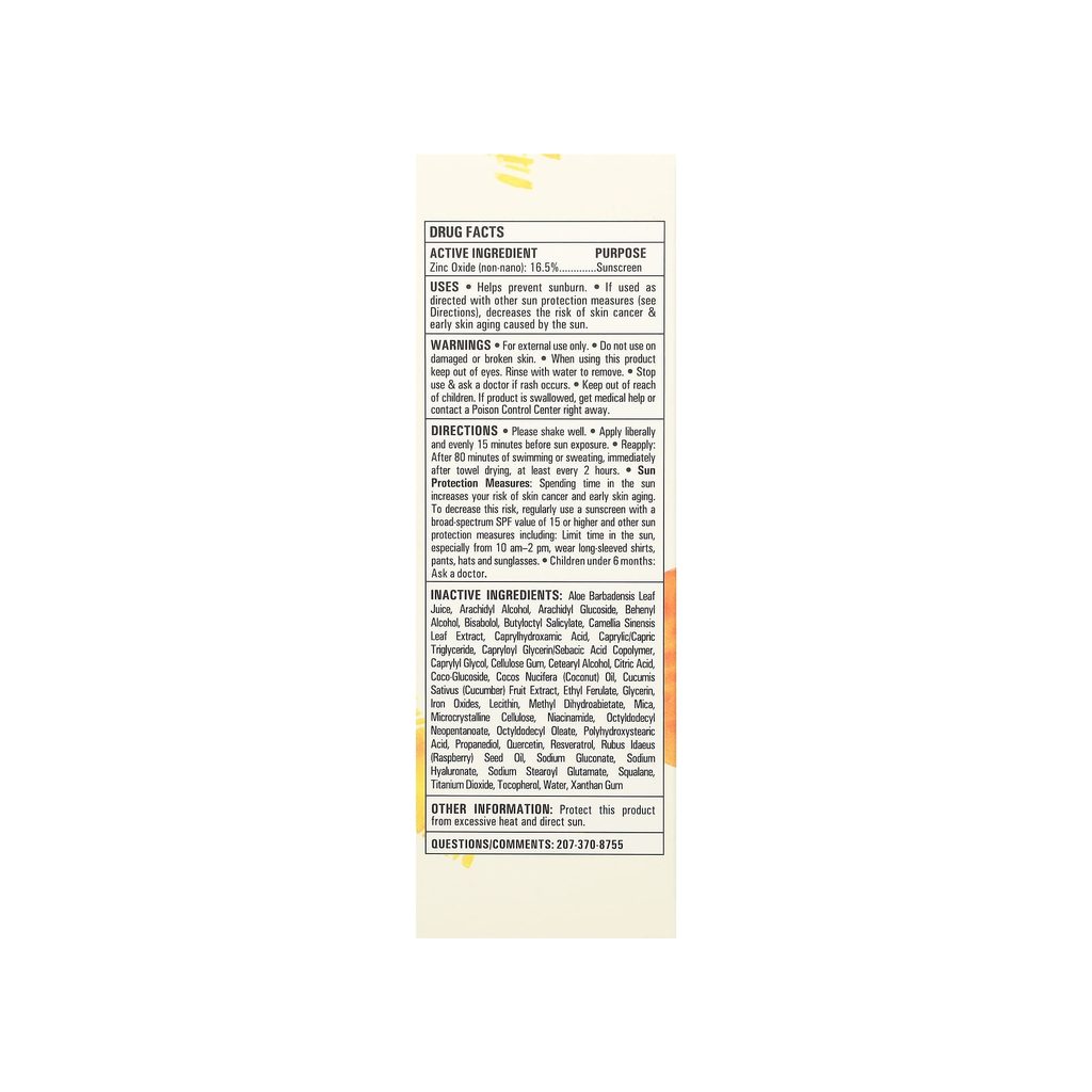 Mad Hippie Luminizing Facial SPF Drug Facts panel listing zinc oxide, directions, and warnings