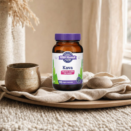 Oregon's Wild Harvest Kava Root Capsules bottle side panel with directions