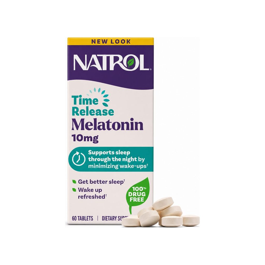 Natrol Melatonin 10mg Advanced Sleep 60 Tablets front bottle label with time-release sleep support