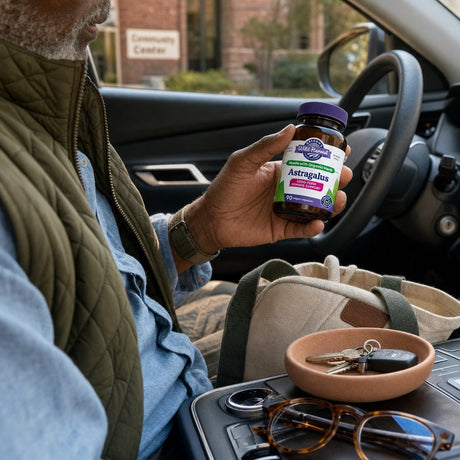 Oregon's Wild Harvest Astragalus Capsules bottle showing organic vegan capsule labeling
