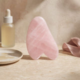 Qet Botanicals Rose Quartz Gua Sha Facial Massage Stone visual face massage guideline