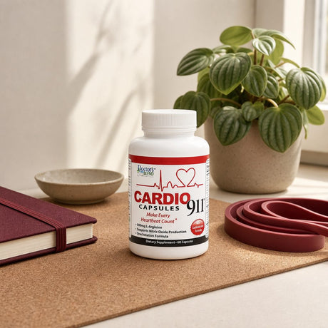 Doctor's Blend Cardio 911 Blood Pressure Support Capsules in a wellness lifestyle scene