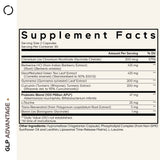 Codeage GLP-Advantage+ Capsules supplement facts panel listing ingredients, dosage, and serving size