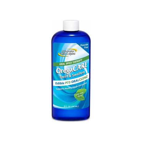 North American Herb & Spice OregaCARE Mint mouthwash 8 oz front bottle