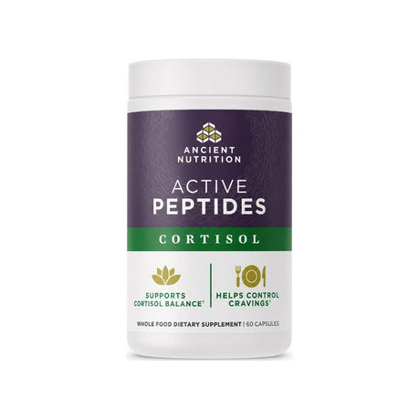 Ancient Nutrition Active Peptides Cortisol Support 60-capsule bottle with front label