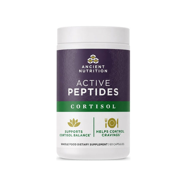 Ancient Nutrition Active Peptides Cortisol Support 60-capsule bottle with front label