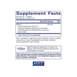 Pure Encapsulations Relora supplement facts panel listing ingredients, dosage, and serving size