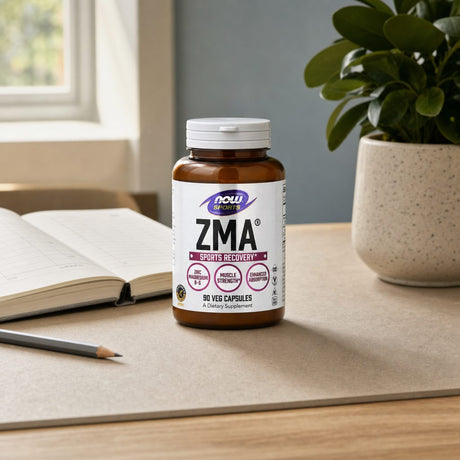 NOW Sports ZMA Veg Capsules bottle showing Informed Sport and supplement label details