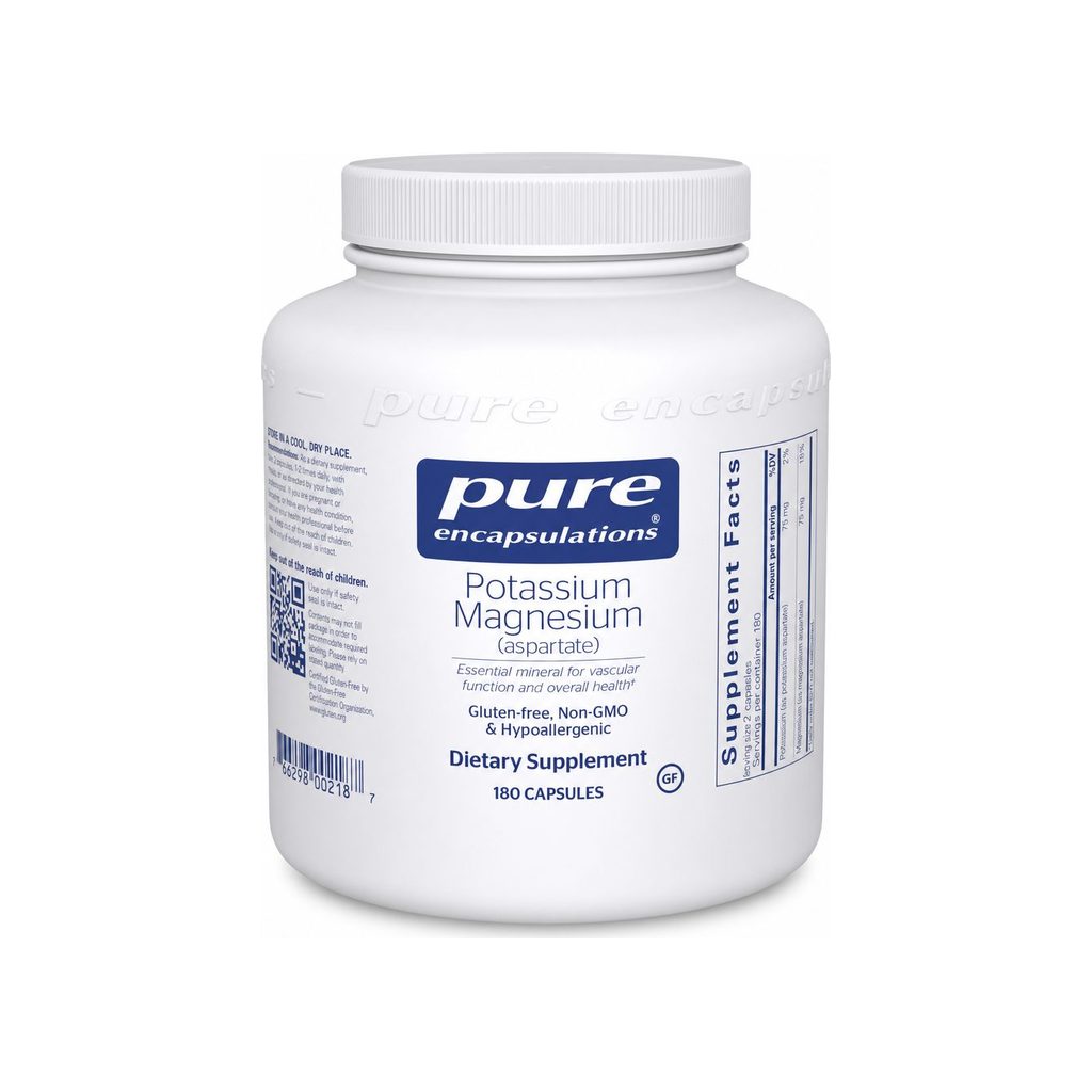Pure Encapsulations Potassium Magnesium 180 capsules front bottle label