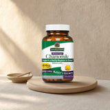 Nature's Answer Chamomile 90 capsules beside a mug in a calm bedtime setting