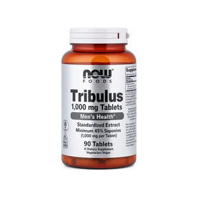 NOW Foods Tribulus 1000 mg 180 tablets front bottle with Vegan, Non-GMO, and Kosher K icons
