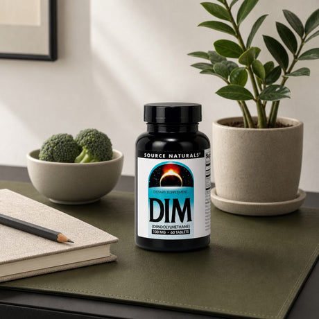 Source Naturals DIM 100mg 60 Tablets back label with directions and warnings
