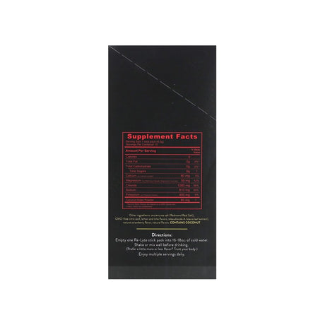 Redmond Re-Lyte Strawberry Lemonade supplement facts panel listing ingredients and serving size