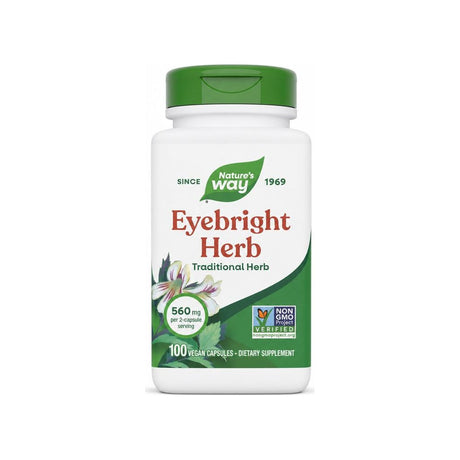 Nature's Way Eyebright Herb 100 Vegan Capsules front bottle label