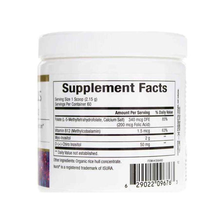 BioClinic Naturals Myo-Inositol Plus supplement facts panel listing ingredients and serving size