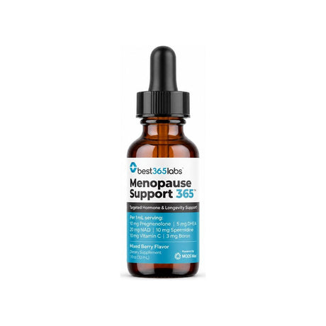 Best 365 Labs Menopause Support 365 Mixed Berry 1 fl oz dropper bottle front label