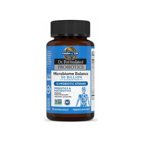 Garden of Life Dr. Formulated Probiotics Microbiome Balance 30 capsule bottle front label