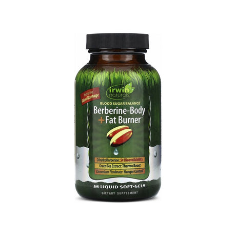 Irwin Naturals Blood Sugar Balance Berberine-Body + Fat Burner 56-count bottle front