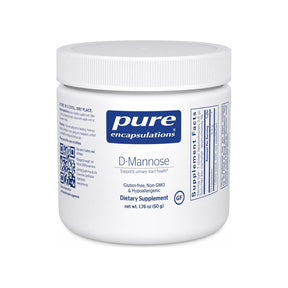 Pure Encapsulations D-Mannose Powder 50g front bottle with gluten-free and non-GMO label details