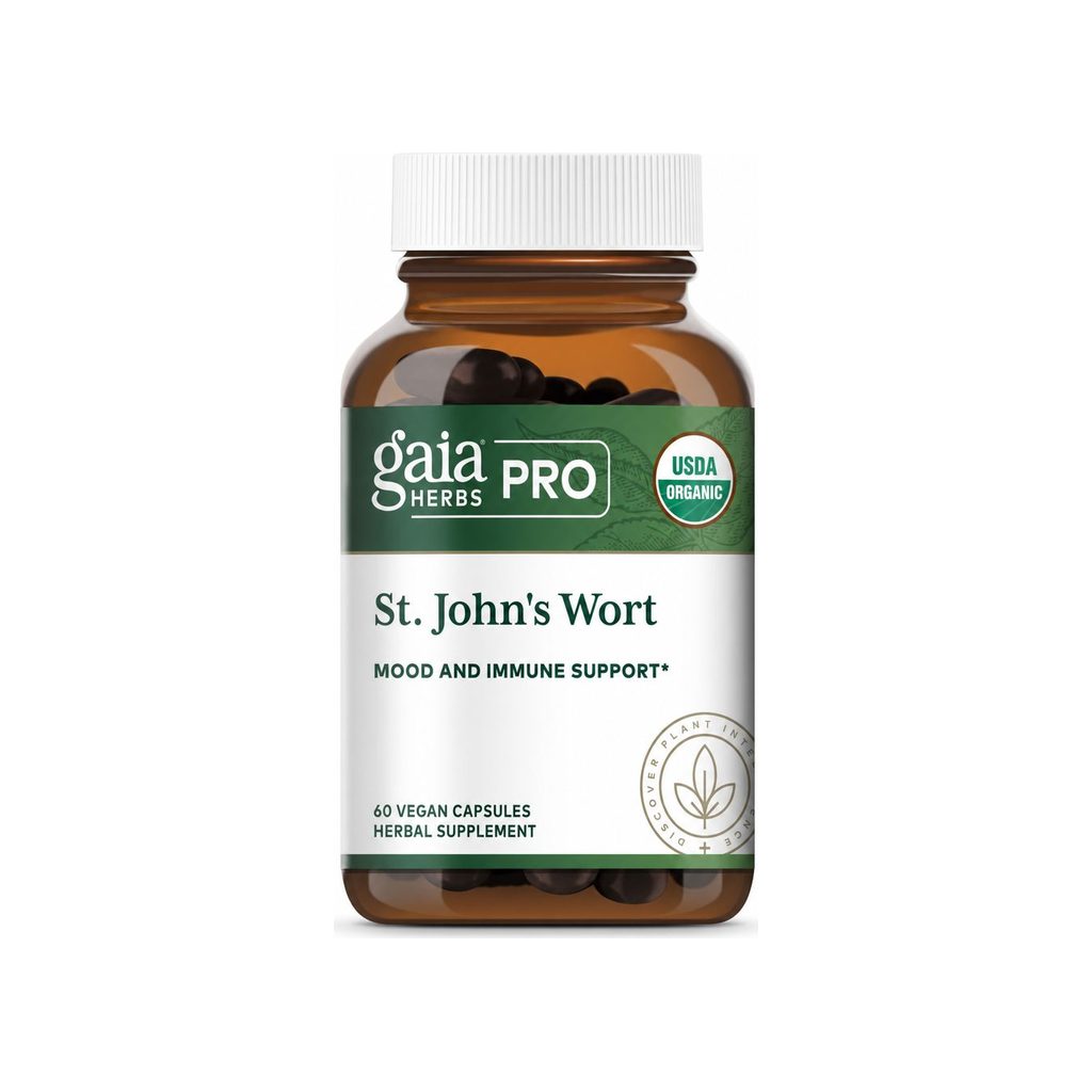 Gaia Herbs Professional St. John's Wort 60 capsules front bottle with yellow label