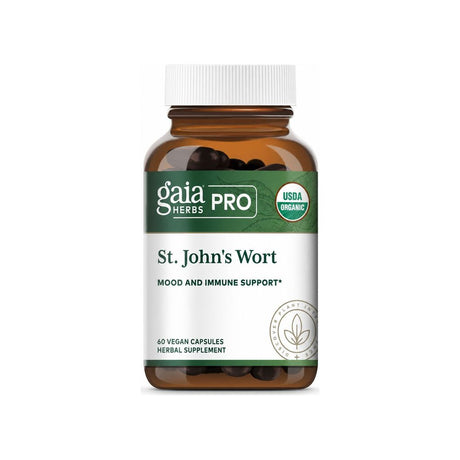 Gaia Herbs Professional St. John's Wort 60 capsules front bottle with yellow label