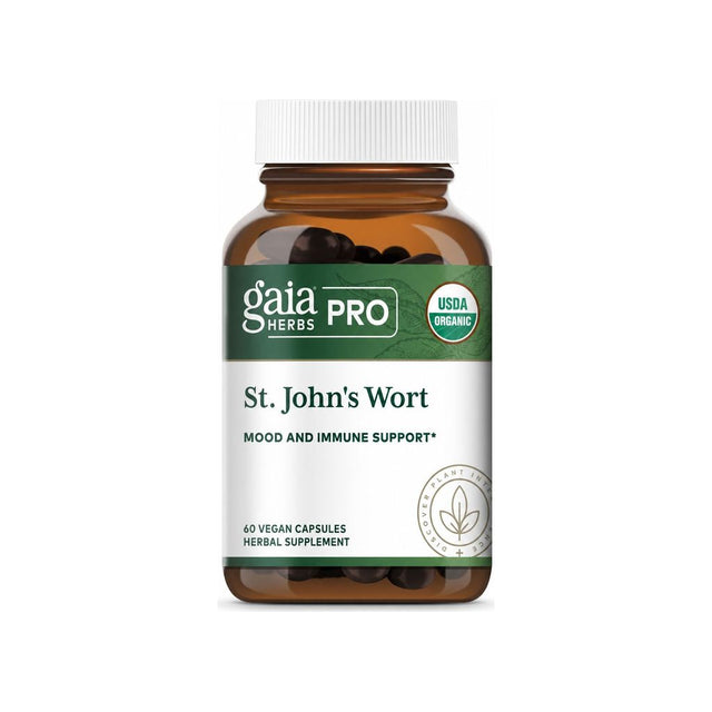 Gaia Herbs Professional St. John's Wort 60 capsules front bottle with yellow label