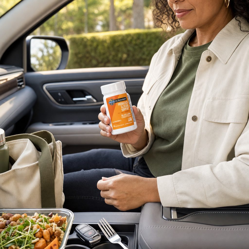 Garden of Life Dr. Formulated Probiotics Glucose Support bottle with glucose support callouts