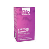 Bio Nutrition Saffron Extract Capsules 88.5 mg bottle with white label and red saffron graphic