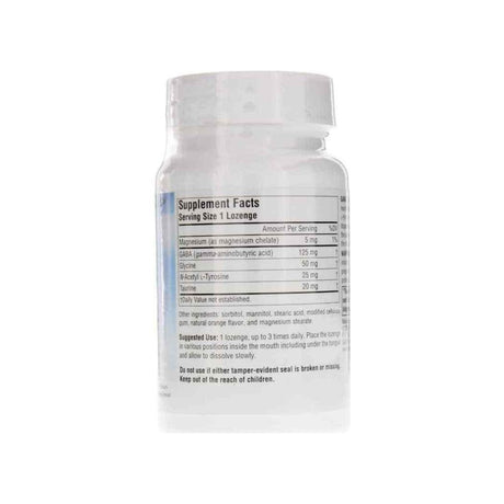 Source Naturals Serene Science GABA Calm Mind supplement facts panel listing ingredients and serving size