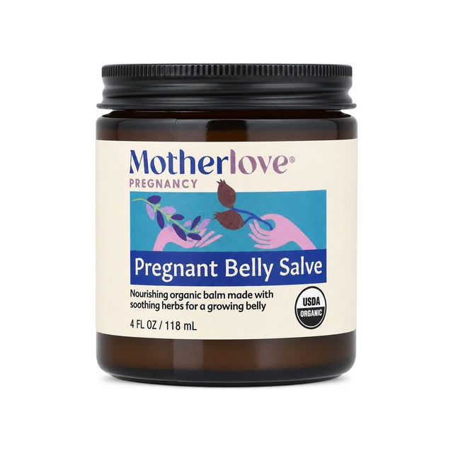 Motherlove Pregnant Belly Salve 4 fl oz jar front label with USDA Organic seal