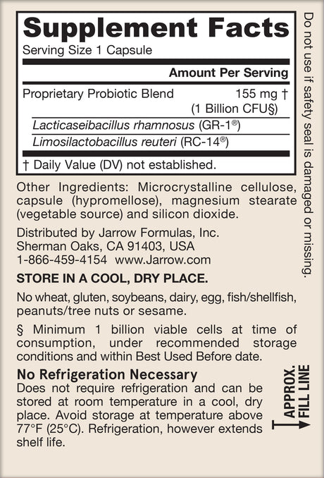 Fem-Dophilus 1 Billion supplement facts: 155 mg probiotic blend with L. rhamnosus GR-1 and L. reuteri RC-14