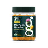 Gaia Herbs Milk Thistle Gummies lemon flavor bottle, 60-count front packshot