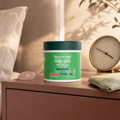 Charlotte's Web Daily Care CBD Gummies 15mg in a wellness lifestyle scene