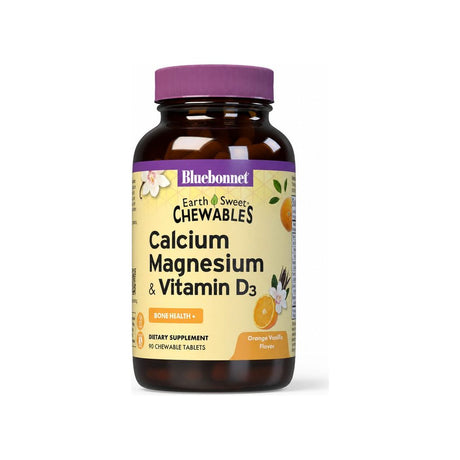 Bluebonnet EarthSweet Calcium Magnesium Vitamin D3 Orange Vanilla 90 tablets bottle