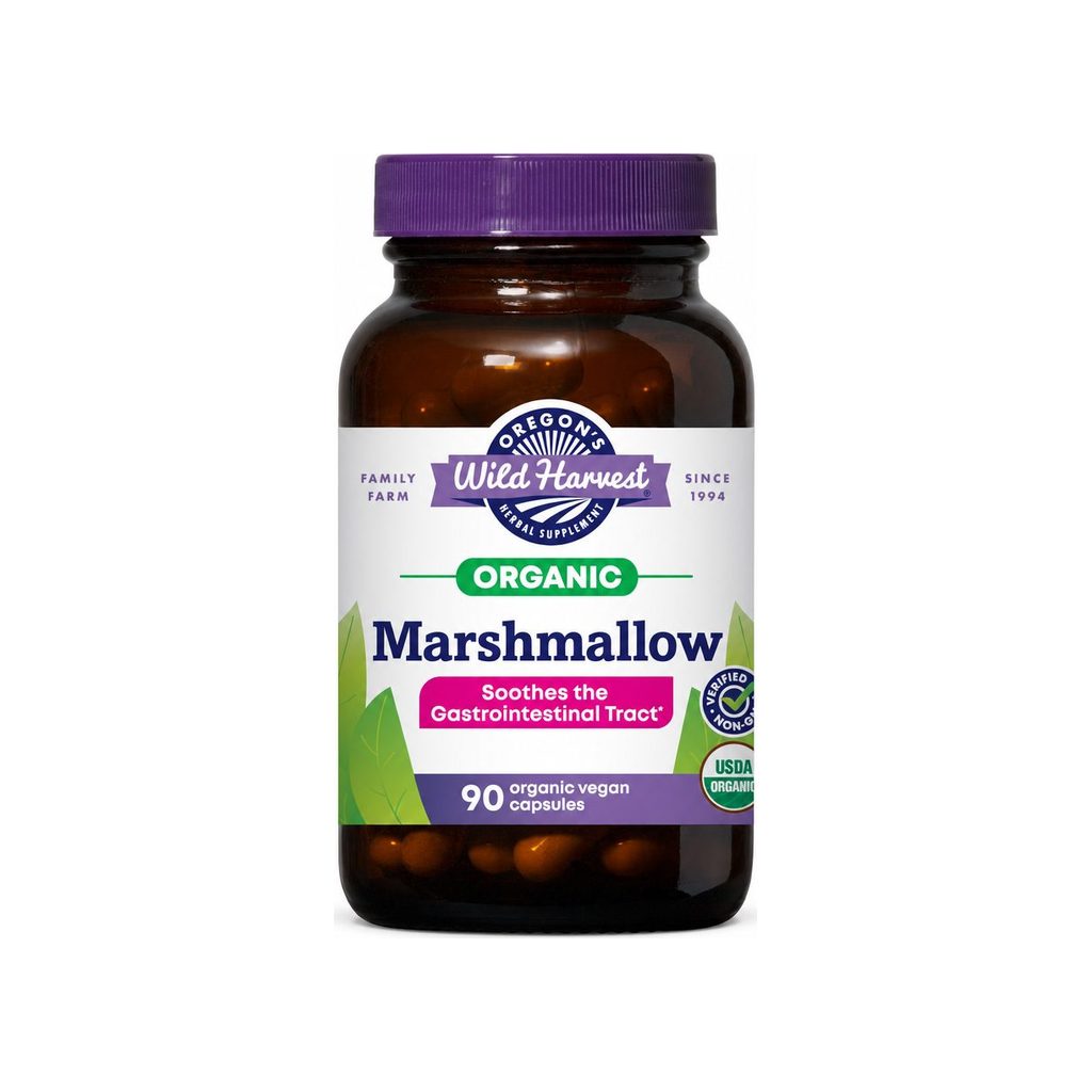 Oregon's Wild Harvest Organic Marshmallow Capsules 90ct front bottle with USDA Organic badge