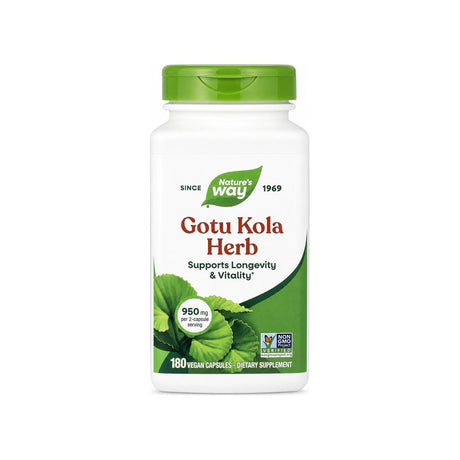 Nature's Way Gotu Kola 475 mg 180 vegan capsules front bottle label