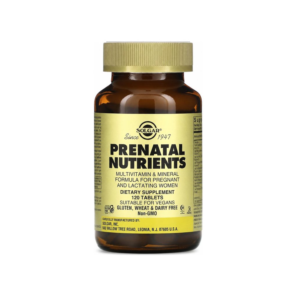 Solgar Prenatal Nutrients Tablets 120-tablet bottle front label