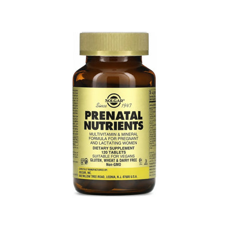 Solgar Prenatal Nutrients Tablets 120-tablet bottle front label